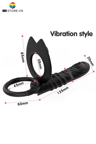 BDT1123 - Cu giả mix vòng đeo dildo chất liệu silicon mềm có độ đàn hồi tốt