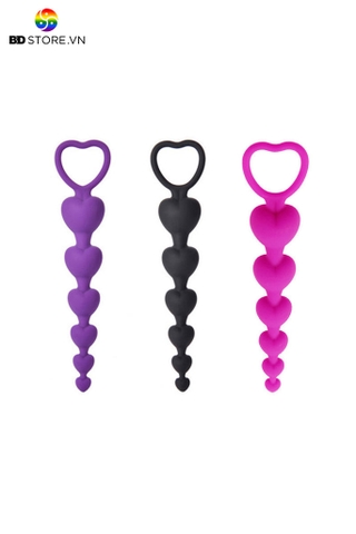 BDT116 - Anal beads với chuỗi hạt hình trái tim có quai cầm dài 18.5cm
