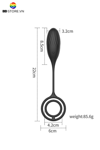 BDT1200 - Vòng đeo gốc dương vật rung mix butt plug vân dọc điều khiển từ xa