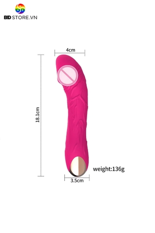 BDT1202 - Máy rung đầu dương vật có gân nổi cầm tay dài 18.1cm