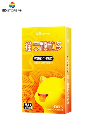 BDT1239 - Bao cao su gai kích thích lưỡi mèo hộp có 10 cái