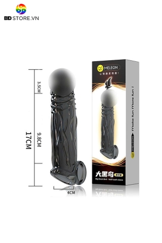 BDT1442 - Bao cao su đôn dên đen trong suốt có bi nổi dài 17cm
