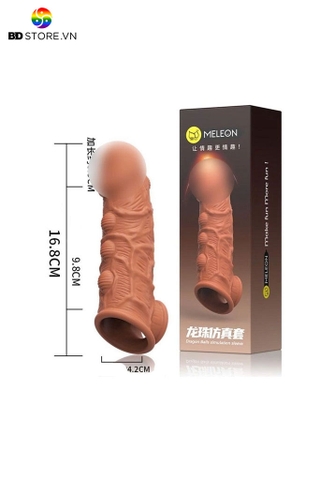 BDT1443 - Bao cao su đôn có bi và gân nổi đeo bìu dài 18.9cm