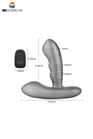 BDT1507 - Sex anal plug thiết kế dáng cong đế chữ T có 16 tần số rung