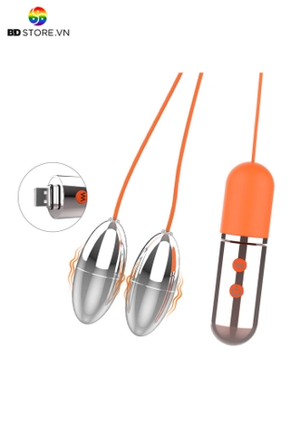 BDT1550 - Trứng rung silicon 2 đầu có dây sạc điện chống nước