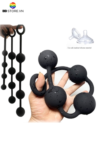 BDT1562 - Anal beads đồ chơi hậu môn silicon với 4 tầng bi tròn có 3 size