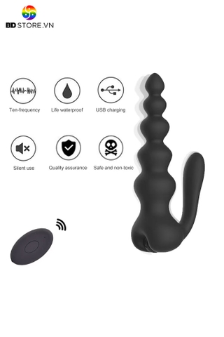 BDT1565 - Anal beads silicon điều khiển từ xa có 10 tần số dài 16cm