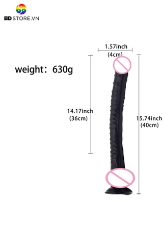 BDT1660 - Dương vật giả siêu dài 40cm vân ngang có đế gắn tường