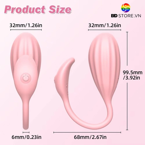 BDT1756 - Trứng rung 2 đầu điều khiển qua APP có 10 chế độ dài 99mm
