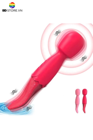 BDT1801 - Máy rung 2 đầu có đầu chày và lưỡi liếm 10 chế độ dài 186mm