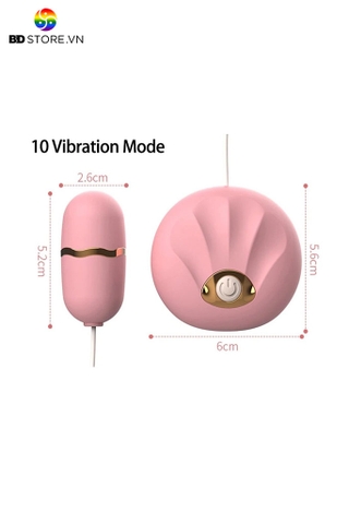 BDT1938 - Trứng rung điều khiển từ xa hình vỏ sò có 10 chế độ dài 52mm