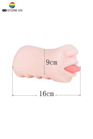 BDT1946 - Âm đạo silicon 2 đầu có miệng lè lưỡi và răng đường gân rãnh trong