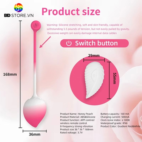 BDT2009 - Trứng rung sạc USB điều khiển từ xa ngụy trang quả đào