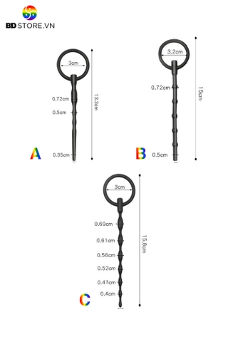 BDT2154 - Sounding silicon đồ chơi niệu đạo có thanh cầm có 3 size