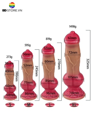 BDT2167 - Dương vật giả hít tường ngụy trang chim chó có 5 size