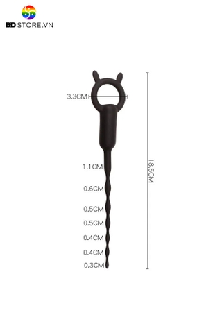 BDT2184 - Sounding silicon đồ chơi niệu đạo tai thỏ hình xoắn ốc dài 18.5cm