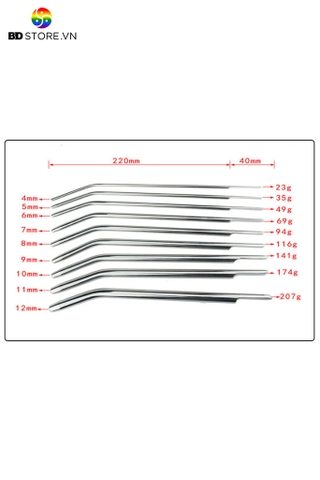 BDT2202 - Đồ chơi niệu đạo sounding inox dạng thanh cong bề mặt trơn