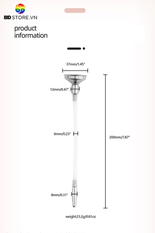 BDT2208 - Dụng cụ sounding silicon thông tiểu hình phễu dài 20cm