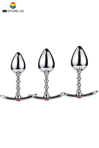 BDT2505 - Butplug thân cổ chuỗi hạt uốn cong và ren xoáy tháo rời