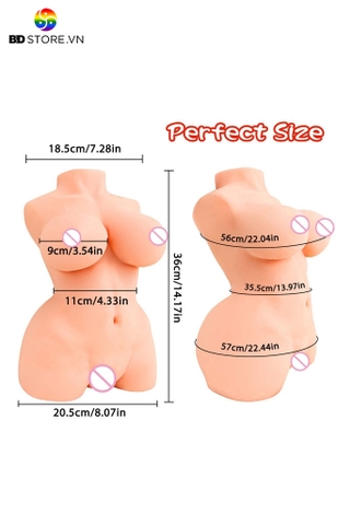 BDT2524 - Búp bê tình dục mini ngực to và eo thon silicon mềm dài 36.5cm