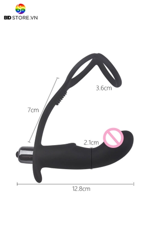 BDT2599 - Vòng rung đeo gốc dương vật mix butt plug cong có 10 chế độ