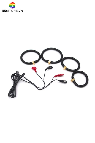 BDT2804 - Bộ 4 vòng đeo dương vật silicon có dây nối kích điện