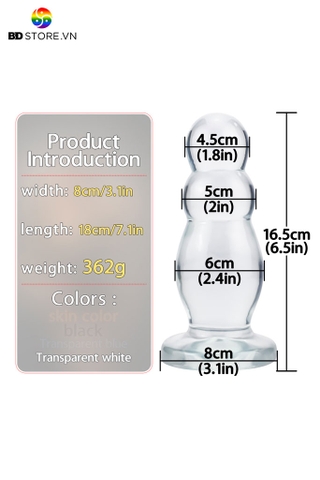 BDT2928 - Huge plug anal chuỗi hạt liền có đế dính tường dài 16.5cm