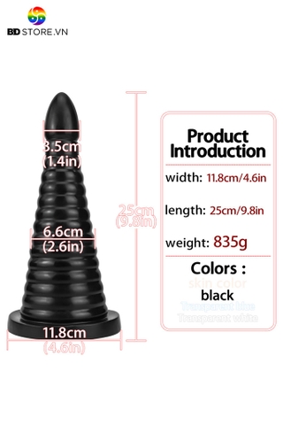 BDT2930 - Extra long anal plug thiết kế hình nón xếp tầng đế dính tường dài 25cm