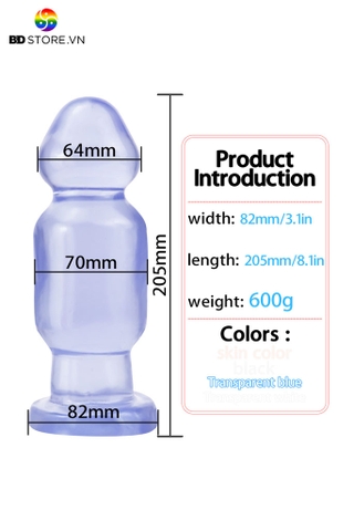 BDT2931 - Huge anal silicon với đầu nhọn thon dần ở thân dài 205mm