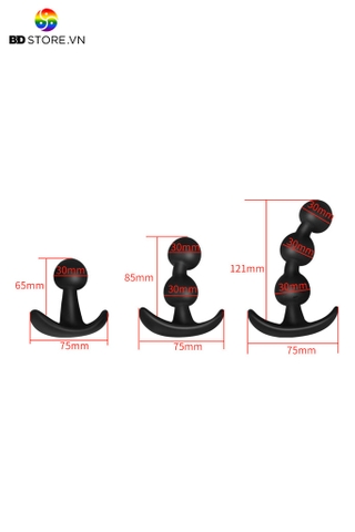 BDT2958 - Anal beads với chuỗi hạt đế cong chất liệu silicon mềm