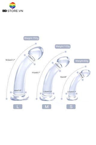 BDT3009 - Dương vật giả gắn tường trong suốt có bề mặt trơn mịn dễ vệ sinh