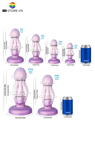 BDT3013 - Phích cắm hậu môn với đầu bạch tuộc và đường gân nổi đế dính tường