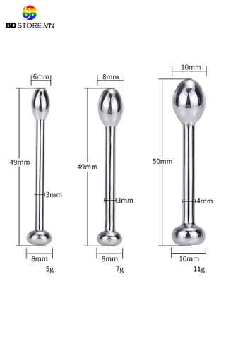 BDT3213 - Đồ chơi niệu đạo sounding inox  mix bi tròn chặn ở gốc có 3 size