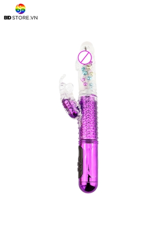 BDT343 - Dương vật giả rung thụt silicon nhánh con bướm dài 28.5cm
