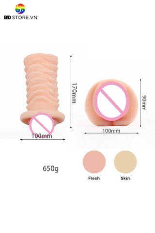BDT3455 - Âm đạo silicon 1 đầu với các đường vân ngang nổi dài 17cm