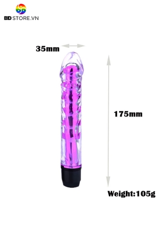 BDT3541 - Dương vật giả rung xoay thiết kế trơn xoắn ốc dài 175mm