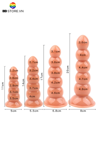 BDT3774 - Anal ball chuỗi hạt phình nở đa tầng silicon mềm dẻo có 4 size