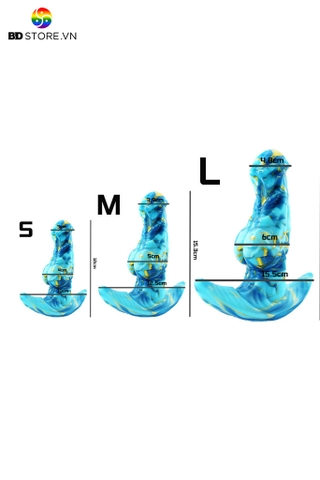 BDT3817 - Phích cắm hậu môn đầu dương vật đế chữ T cong có 3 size