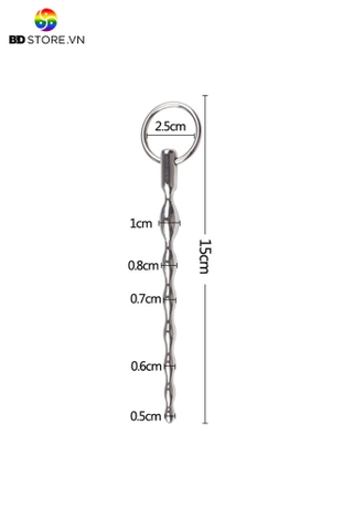 BDT396 - Đồ chơi niệu đạo inox với chuỗi 7 hình thoi liền nhau dài 15cm