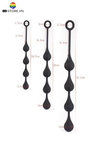 BDT3979 - Butplug với chuỗi hạt hình giọt nước và vòng kéo dễ thao tác