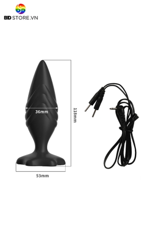BDT3980 - Butt plug silicon có dây nối kích điện chân đế hình ngôi sao