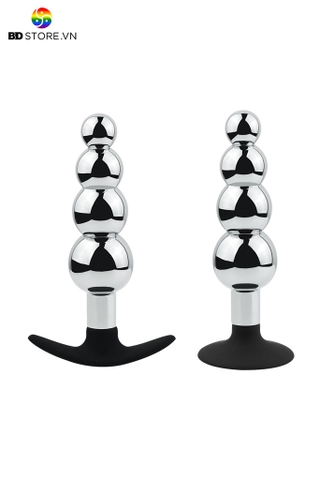 BDT4273 - Anal bead chuỗi hạt 4 tầng kim loại xếp tầng tăng dần đế silicon