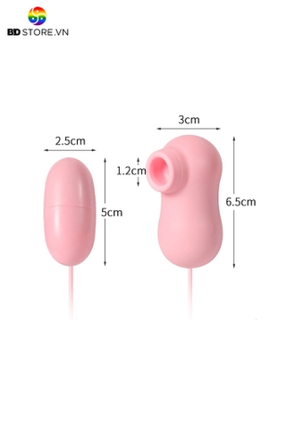 BDT4617 - Trứng rung 2 đầu hút bằng nhựa điều khiển bằng nút bấm dài 7cm