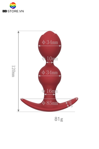 BDT4651 - Anal bead hình búp hoa tulip có 2 tầng phình nở chân đế mỏ neo