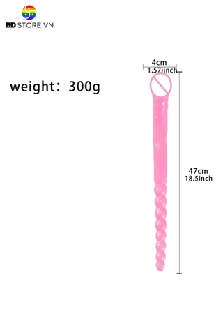 BDT481 - Dương vật giả 2 đầu có bi siêu dài 47cm silicon mềm