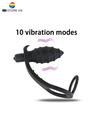 BDT4900 - Vòng rung dương vật mix máy rung hậu môn có 10 tần số