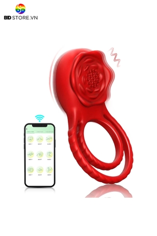 BDT5059 - Vòng rung tình yêu silicon và đầu hoa hồng có 9 chế độ