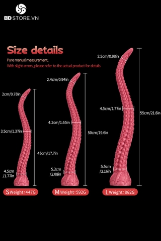 BDT532 - Long anal với xúc tu bạch tuộc và phần đế tròn có 3 kích thước