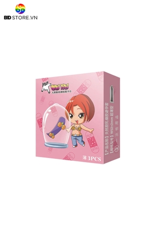 BDT728 - Bao cao su siêu mỏng dạng trơn trong suốt hộp 3 cái