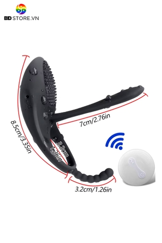 BDT786 - Vòng rung dương vật mix chuỗi bi nhỏ điều khiển xa và sạc điện